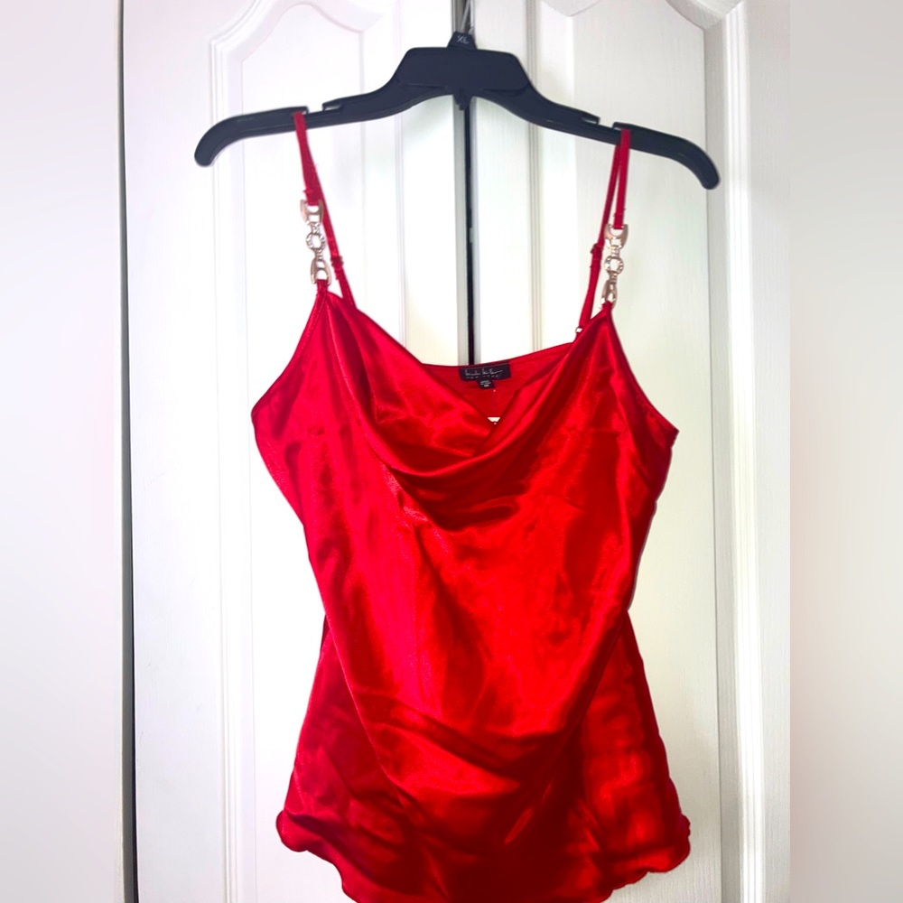 Nicole Miller- Size M- Silk Red top